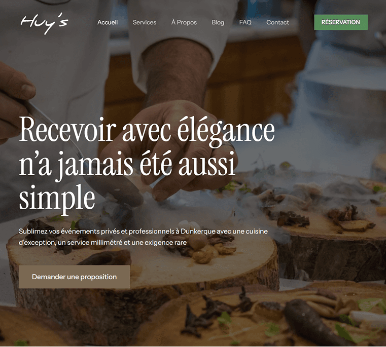 Aperçu de la page d’accueil réalisée pour Maison Huy’s